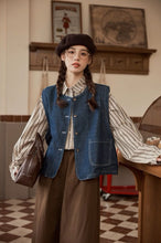 画像をギャラリービューアに読み込む, 【2点セット】クラシカルな街を歩くデニムベストセットシャツ_N1642