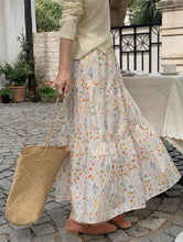 画像をギャラリービューアに読み込む, パリのカフェで出会ったあの人のフラワーデザインティアードスカート_N3517