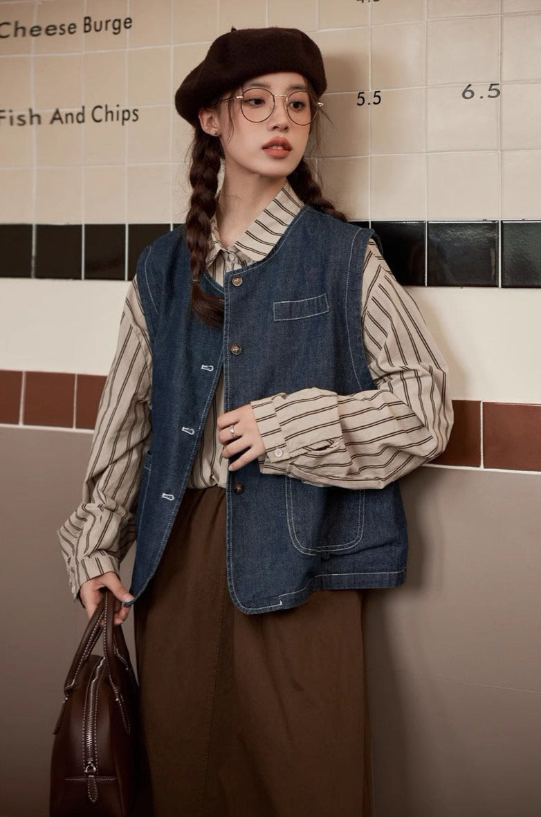 calee デニムベスト　デニム　総柄シャツ　3点セット calee デニムベスト デニム 総柄シャツ 3点セット calee デニム