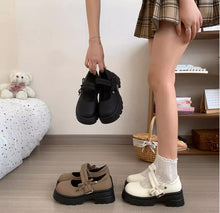 画像をギャラリービューアに読み込む, マシュマロを焼くあの子のポイントリボン厚底メリージェーンシューズ_N2957