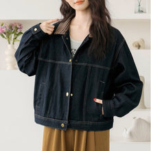 画像をギャラリービューアに読み込む, カフェラテとサンドイッチを注文した日のチェック襟デニムジャケット_N3483