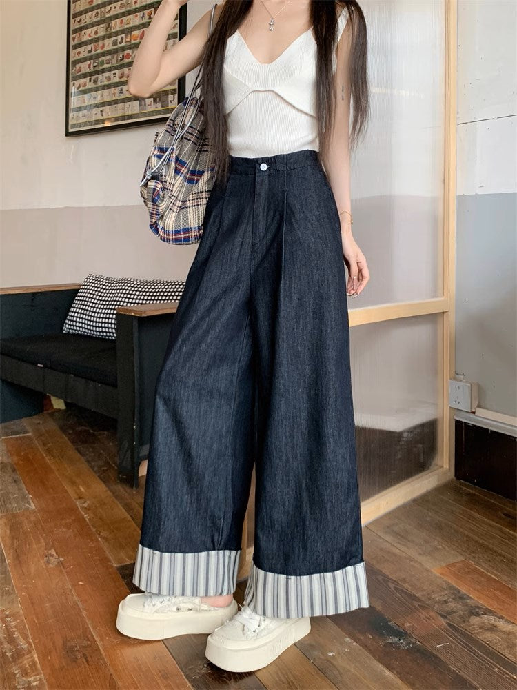 KARAKU 32サイズ✨️デニムストライプパンツ ネイビー ストライプワークデニムパンツ | KAINA