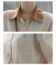 画像をギャラリービューアに読み込む, 昔懐かしい喫茶店を訪れた日のバイカラーストライプシャツ_N3387