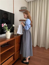 画像をギャラリービューアに読み込む, お花屋さんを夢見る女の子のバイカラーAラインワンピース_N1487