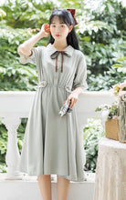 画像をギャラリービューアに読み込む, 秘密の花言葉を教えてくれたあの子のパフスリーブリボンワンピース_N3533