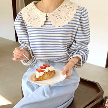 画像をギャラリービューアに読み込む, お友達といちご狩りを楽しむ日のレース襟ボーダートップス_N2049