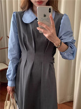 画像をギャラリービューアに読み込む, お花屋さんを夢見る女の子のバイカラーAラインワンピース_N1487