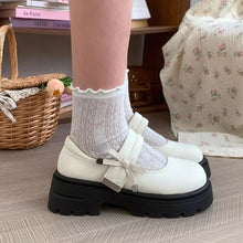画像をギャラリービューアに読み込む, マシュマロを焼くあの子のポイントリボン厚底メリージェーンシューズ_N2957