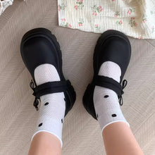 画像をギャラリービューアに読み込む, マシュマロを焼くあの子のポイントリボン厚底メリージェーンシューズ_N2957