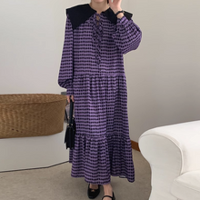画像をギャラリービューアに読み込む, 美術館デートに行く日の千鳥格子ティアードワンピース_N1593