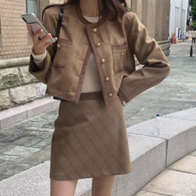 画像をギャラリービューアに読み込む, 【2点セット】帰り道に素敵なお店を見つけた日のチェック柄ミニスカートセットアップ_N1602