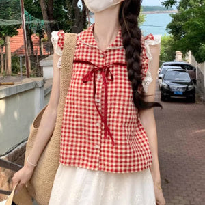 真夏の坂道で出会ったギンガムチェックとリボンの、ときめきコーデセット_K0123