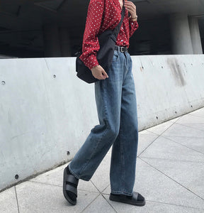 赤いほっぺがチャームポイントなあの子のストレートデニムパンツ_N3466