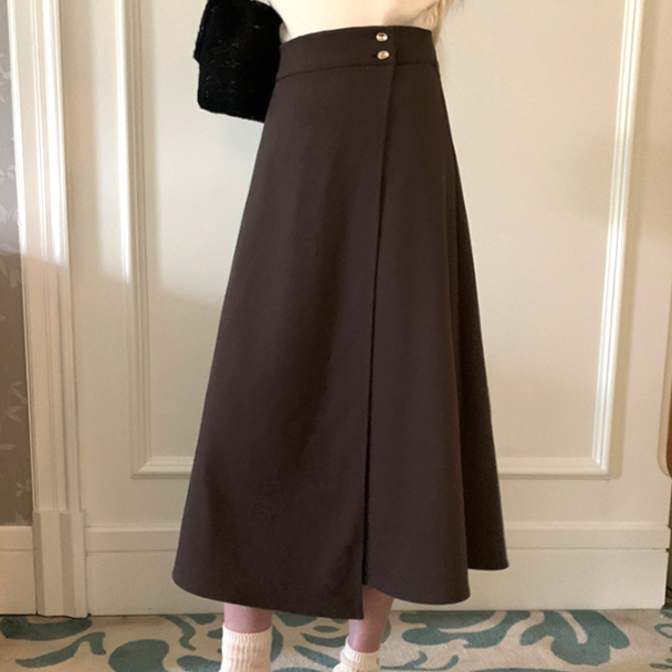 パリの展示会へ行く日のAラインラップスカート_N1747
