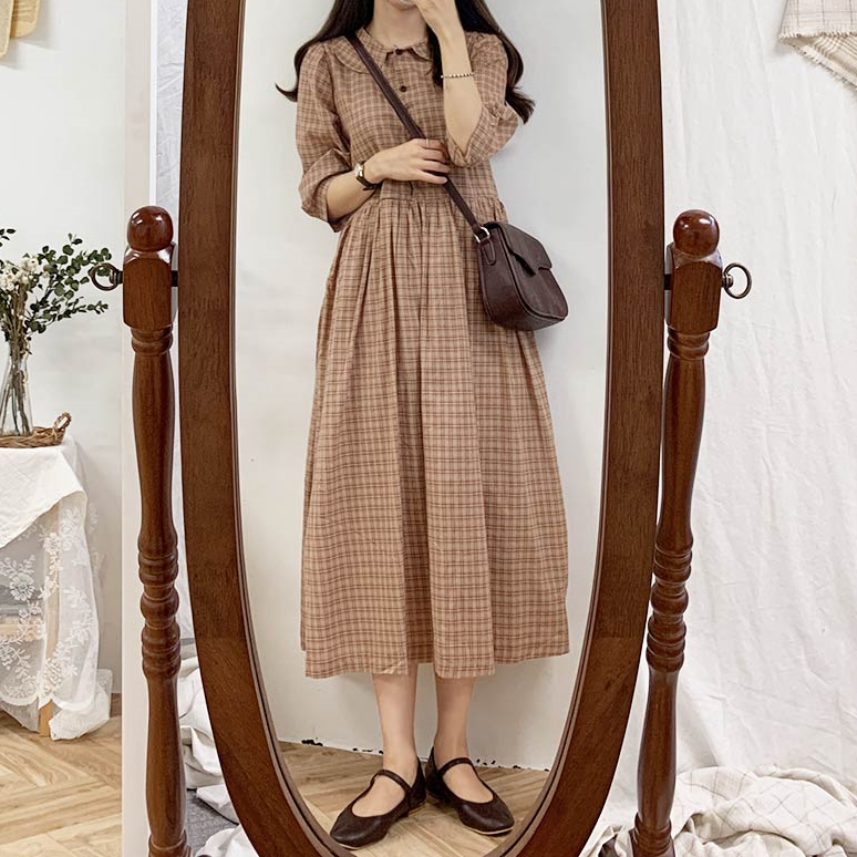 【50％オフ】特別な日に着たいチェックワンピース_N0359