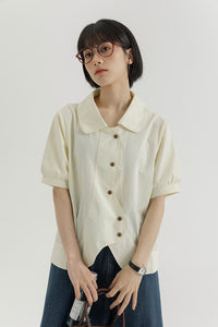 おしゃれするのが大好きな女の子のラウンドカットデザインシャツ_N2532
