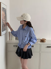 画像をギャラリービューアに読み込む, おしゃれが大好きな女の子のストライプショートシャツ_N1952