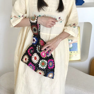 お花畑でピクニックする日のクロシェニットバッグ_N1432