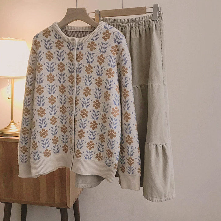 花束を贈る少女のアンティークガーデンニット_K0217