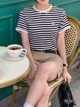 画像をギャラリービューアに読み込む, パリのカフェでブランチした日のワッフルボーダーＴシャツ_N2121