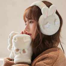 画像をギャラリービューアに読み込む, 【２点セット】手を繋ぐたびきゅんとする、ふわもこウサギのイヤーマフ＆手袋セット _K0248