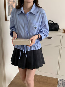 おしゃれが大好きな女の子のストライプショートシャツ_N1952