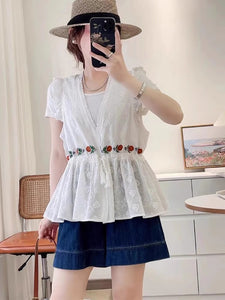 【新作早割3/21まで】ホットサンドを買ってピクニックをするフリル刺繍ベスト_N3507