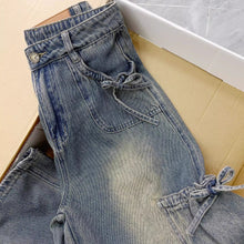 画像をギャラリービューアに読み込む, どの角度からもかわいい、サイドリボンワイドデニムパンツ _K0252
