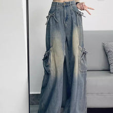 画像をギャラリービューアに読み込む, どの角度からもかわいい、サイドリボンワイドデニムパンツ _K0252