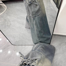 画像をギャラリービューアに読み込む, どの角度からもかわいい、サイドリボンワイドデニムパンツ _K0252