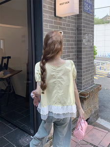 打ち上げ花火が揺らした、坂道の途中で立ち止まったブラウス_K0119