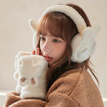 画像をギャラリービューアに読み込む, 【２点セット】手を繋ぐたびきゅんとする、ふわもこウサギのイヤーマフ＆手袋セット _K0248
