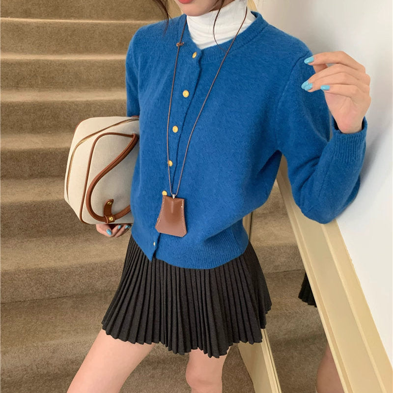 恋文をしまった引き出しのようなアンティークボタンニット_K0213