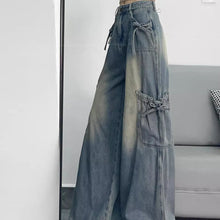 画像をギャラリービューアに読み込む, どの角度からもかわいい、サイドリボンワイドデニムパンツ _K0252