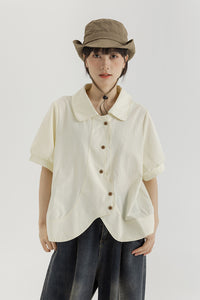 おしゃれするのが大好きな女の子のラウンドカットデザインシャツ_N2532