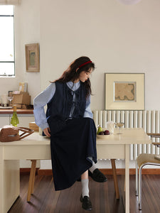 おしゃれ好きな女の子のデニムリボンベスト_N3471