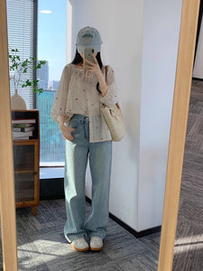 さくらんぼの赤い実とリボンの白い結び目が愛おしいブラウス_K0049