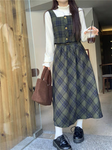 【3点セット】カフェで読書をする日のAラインスカートセットアップ_N1845