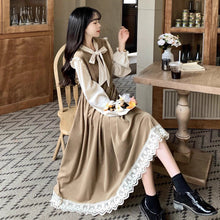 画像をギャラリービューアに読み込む, アンティークレースが揺れるクラシックワンピース_K0260