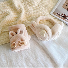 画像をギャラリービューアに読み込む, 【２点セット】手を繋ぐたびきゅんとする、ふわもこウサギのイヤーマフ＆手袋セット _K0248