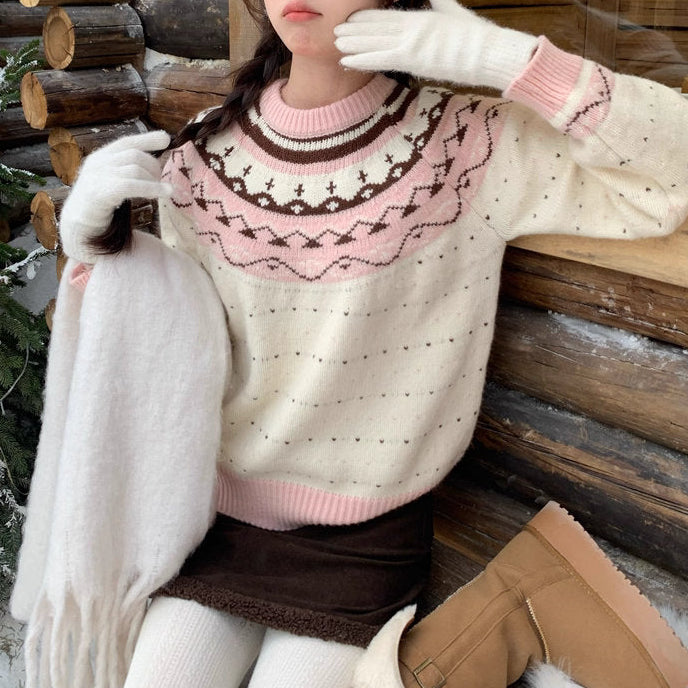 ノルウェーの冬小屋で恋をした女の子のノルディックセーター_K0212