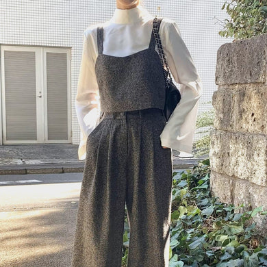 【3点セット】カフェランチを楽しむ日のビスチェワイドパンツセットアップ_N1807