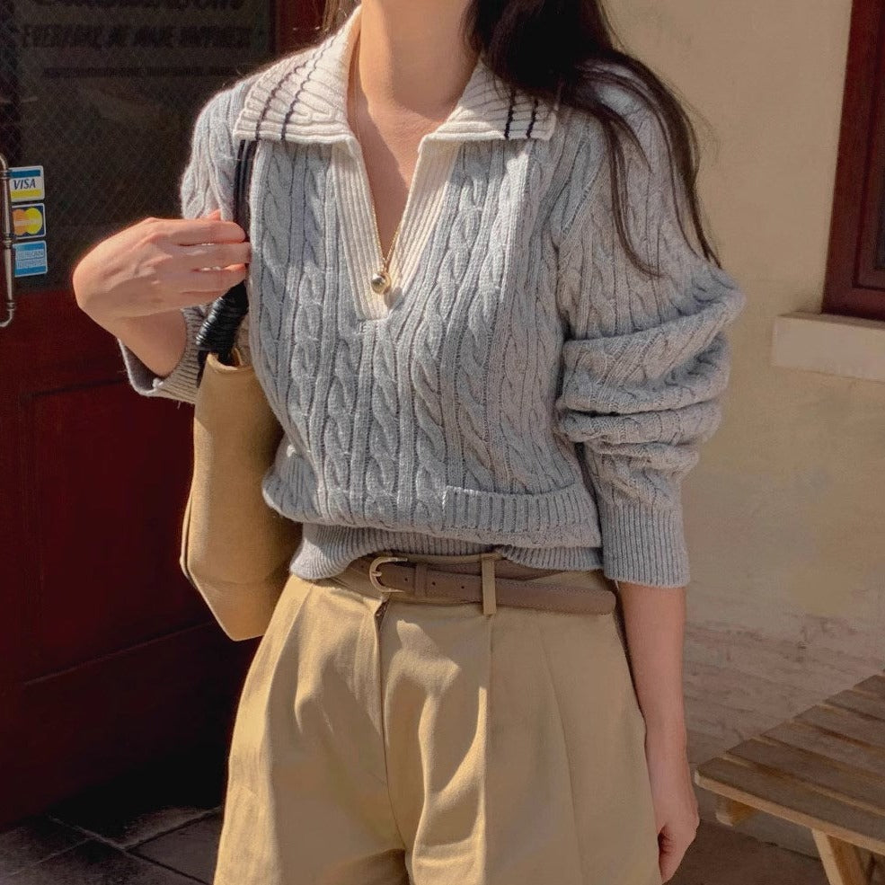 パリのおしゃれなお洋服屋さんを巡る日のニットトップス_N1564