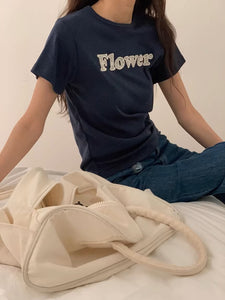 お花屋さんのお姉さんに褒められたレースレタリングTシャツ_N2439