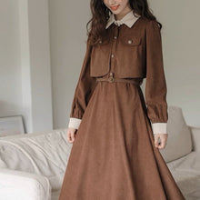 画像をギャラリービューアに読み込む, 【数量限定復刻】レトロな街に行くバイカラーＡラインワンピース_K0242