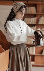 【2点セット】毎日図書館に通う女の子のコーデュロイスカートセットコーデ_N1969