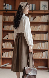 【2点セット】毎日図書館に通う女の子のコーデュロイスカートセットコーデ_N1969