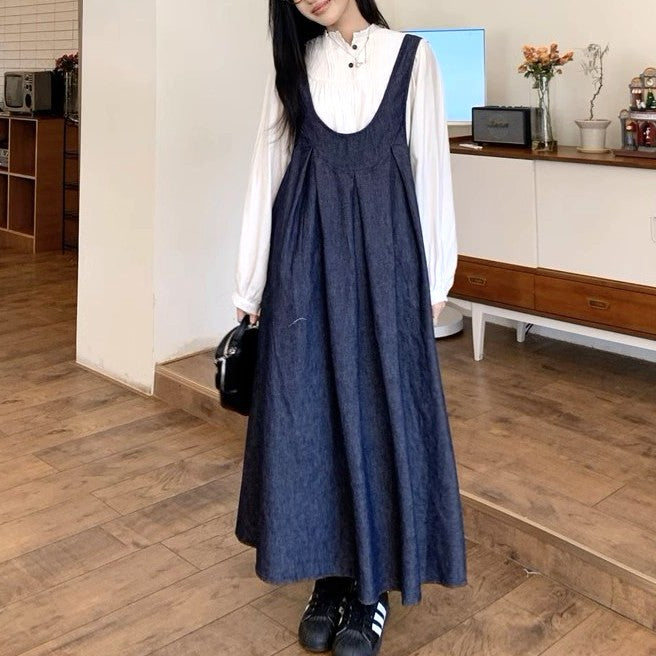 【新作早割3/19まで】【2点セット】ドーナツが有名なカフェに寄り道するブラウスセットジャンパースカート_N3504