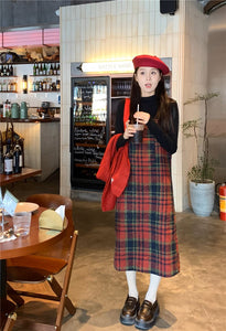【2点セット】アトリエ近くのカフェに行くチェックジャンパースカート_N1877