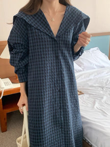 無邪気な彼女のセーラーカラーチェックワンピース_N1644